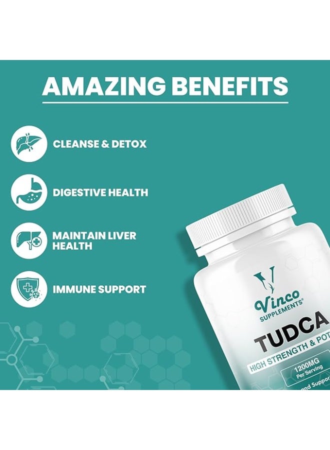 Vinco Supplements TUDCA – 1200 mg – Advanced Liver Detox & Digestive Support – 60 Capsules - Image 3